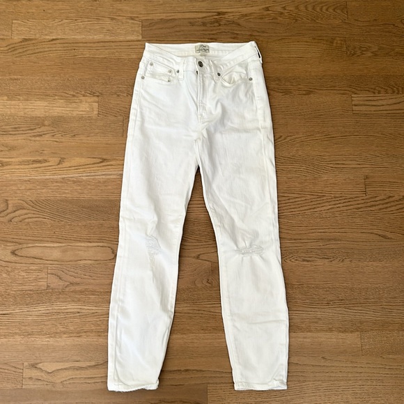 J. Crew Lookout High Rise Skinny Distress Crop White Jeans - Picture 2 of 7
